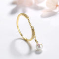 ZHILIAN Fine Jewelry Adjustable Pearl Ring Fashion Jewelry Classic Designs Gold Ring for Women