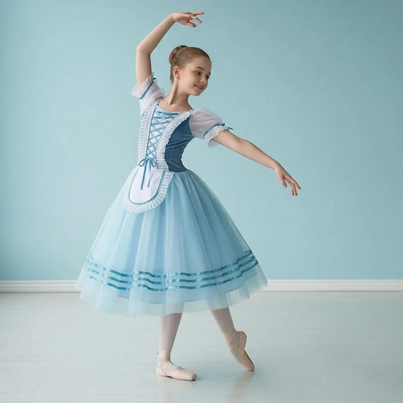 Adult Professional Long Ballet Dress Girls Women Romantic Tutu Swan Dance Performance Costumes Children Giselle Ballerina Dress
