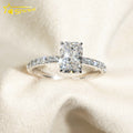 Emerald Cut 1.5ct VVS1 Lab Grown Diamond CVD Mirco Pave Engagement Ring 18K Solid Gold Wedding Ring