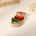 Goldvast 18k Gold Plated Half Circle Zircon Ring For Women Anillos Bague Femme