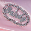 Double Layer Cursive Font Name Jewelry Personalized Shiny Baguette Custom Name Necklace 18K Gold Plated 5A CZ Hip Hop Jewelry
