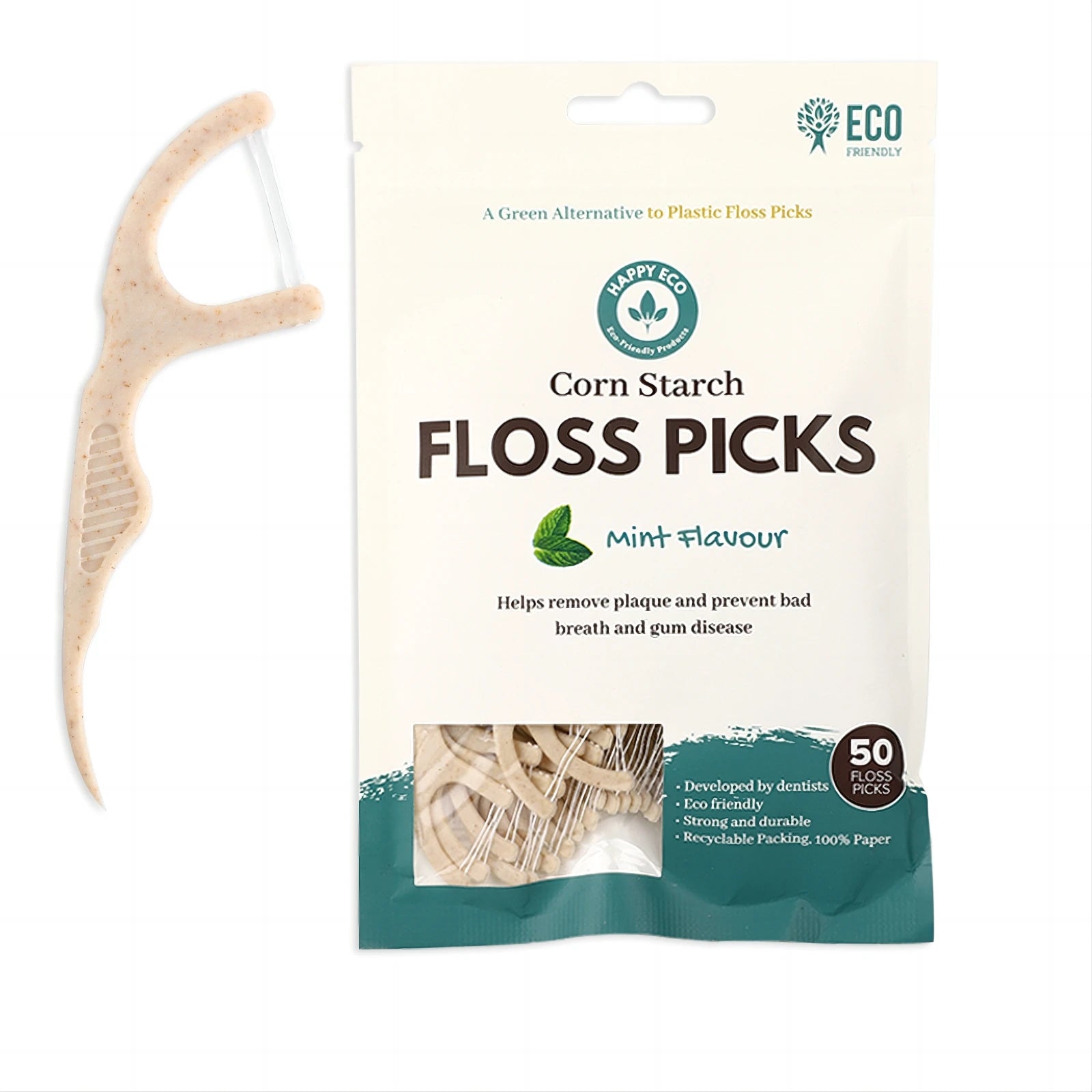 50pcs Eco-friendly Biodegradable Mint Flavores Silk Tooth Pick Vegan Dental Floss for Home Use