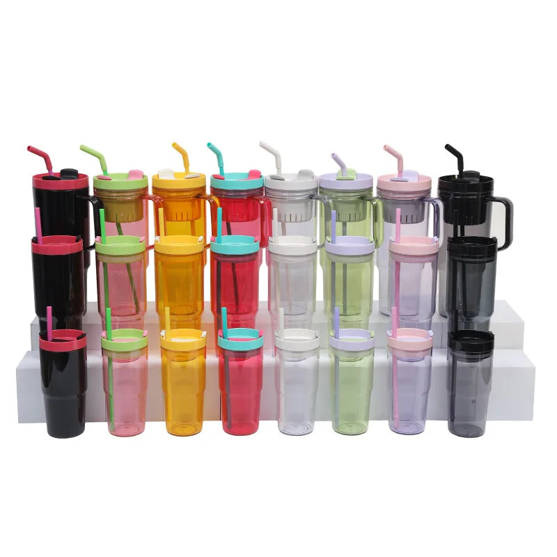 40oz High-Value Adult Tumbler Set Large Capacity Cross-Border Plastic Car Bottle with Straw for Parties