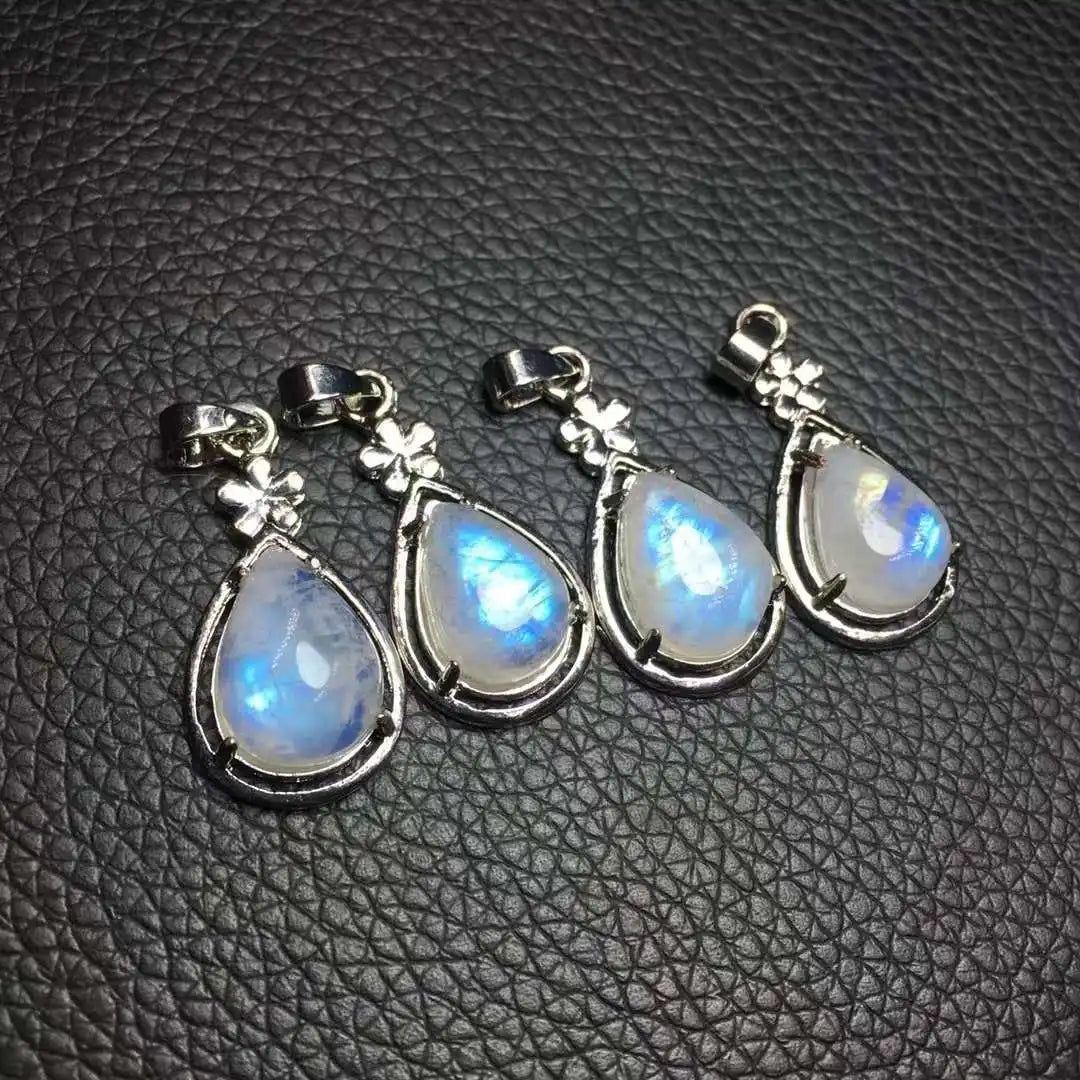 Natural Moonstone Pendant With Waterdrop Shape and Blue Flash a Healing Crystal for Jewelry and Wedding Gifts
