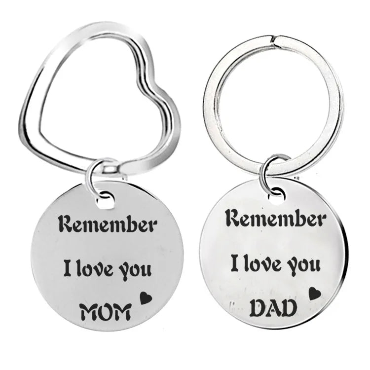 Wholesale Custom Stainless Steel Key Ring Remember I Love You Mom Dad Keychain Mothers Day Fathers Day Gift Mom Gifts