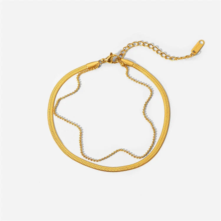 Simple and Fashionable Double Layer Chain Stainless Steel Anklets and Foot Jewelry