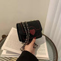 Stylish Quilted Shoulder Bag Heart Cover Handbag with Double Chains