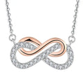 Fashion Jewelry Infinity Heart Necklace for Women 925 Sterling Silver Love Pendant Necklace Rose Gold and Rhodium Plated Diamond