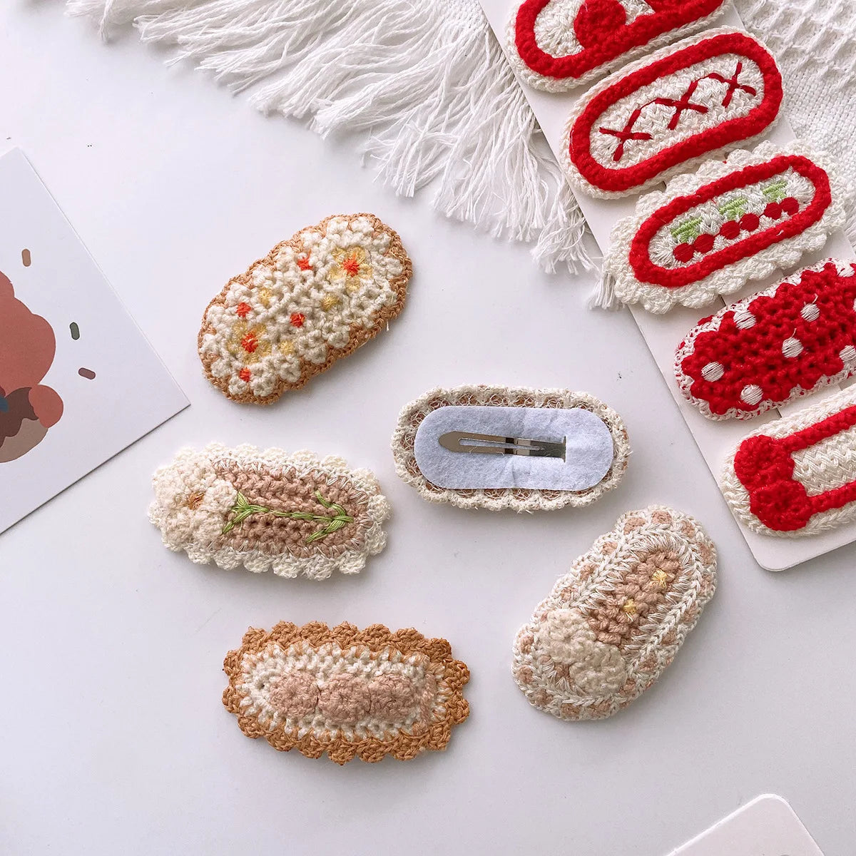 MIO Fashion 5pcs/sets Hair Accessories Girls Side BB Hair Clip Sweet Candy Color Hairpin Knitted Flower Hair Clip Set for Women