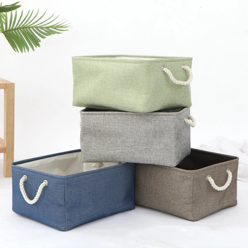 Fabric Storage Collection Rectangle Shelf Canvas Storage Bins Cheap Cosmetics Organization Basket