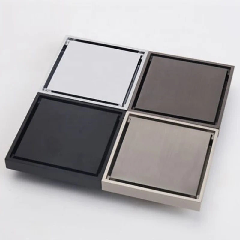 New Bathroom Concealed Square Shower Grate SUS304 Stainless Steel Anti-Odor Floor Drain With Tile Insert Invisible Grate Cover