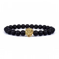 Fashion Lion Head Charm Bracelets Men Lava Stone Bracelets & Bangles for Women Beads Bracelet Jewelry Gift