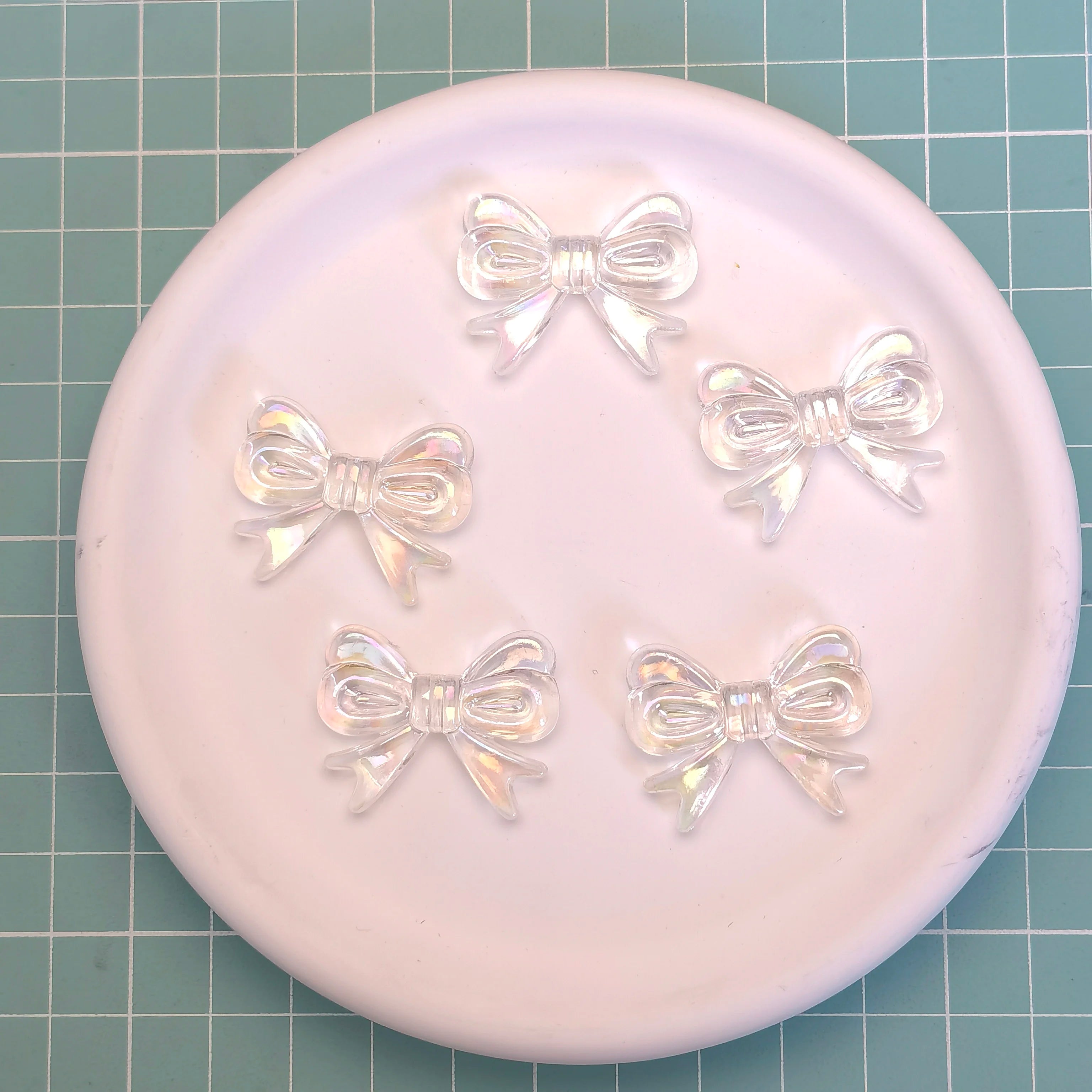 100Pcs Acrylic Bow Beads With Small Hole 22*30MM Clear Crystal Bowknot Loose Spacer Beads For DIY Jewelry Making Decoration