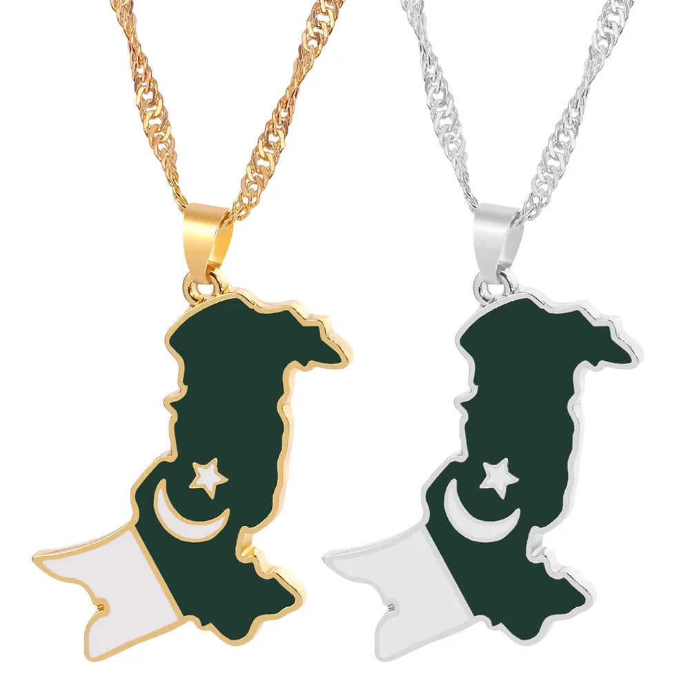 Map Pakistan Dominica Republic Africa Lebanon Mexico Hatii Kosovo Gonaives Saint Lucia Eritrea Flag CUSTOM Accept Map Necklace
