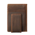 Custom Vintage Genuine Leather Slim RFID Blocking Card Holder Wallet with Magnetic Money Clip Wholesale Corporate Executive Gift