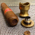 JIFENG YT-1 Classic Round Travel Brass Metal Portable Multi-functional Cigar Rest with Punch for Personal Use