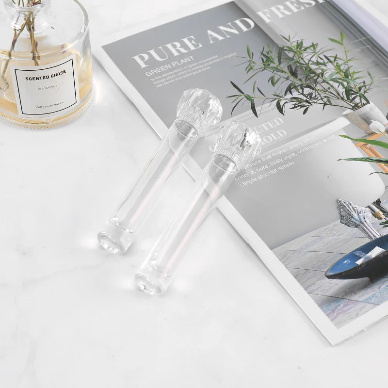 MUB Mini 10ml Glass Stick Bottle with Acrylid Lid Luxury Round&Square Leakproof Press Metal Roller Glass Bottle