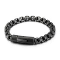 New Vintage Black Stainless Steel Brushed Box Chain Bracelet for Men Boys Personality Gift Jewelry Hip Hop Fashion Bracelet