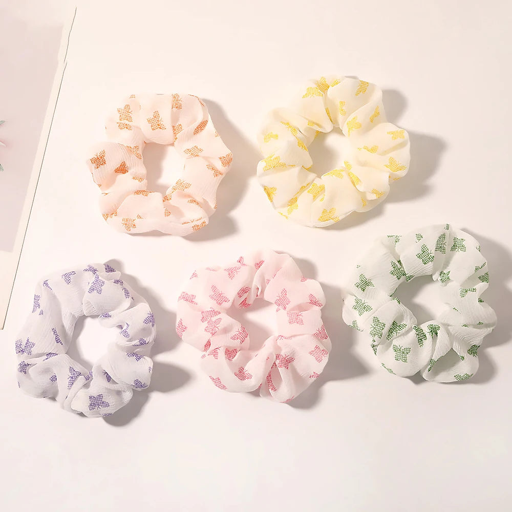 Colorful Korean Style Sweet and Cute Fruit Chiffon Headband Girl Tie Ponytail Scrunchies Hair Ties