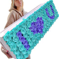 Wholesale Blue Square Preserved Rose Head Gift Box Eternal Roses in Red for Graduation & New Year Occasions