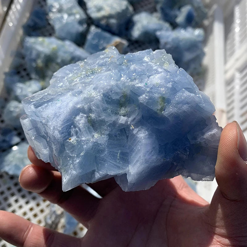 Wholesale Natural Healing Crystal Celestite Blue Calcite Cluster Raw Stone Specimen for Home Decoration