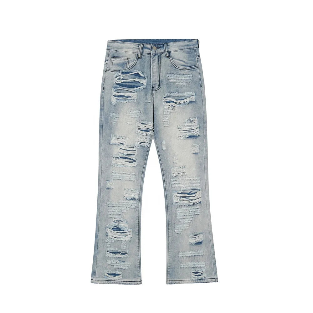 Factory Custom Men's Jeans Pants for Men Straight Denim Pants Vintage  Stonewashed Jeans Distressed Denim Trousers