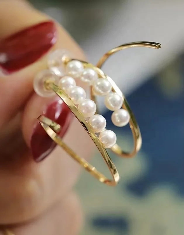 E1761 3-4mm DIY Natural Freshwater Pearl Charm Earrings Mounting Accessory 925 Sterling Silver Gold Plated  Jewelry for Women