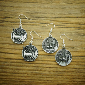 Christmas Natural Forest Deer Earrings for Women Animal Party Jewelry Gift
