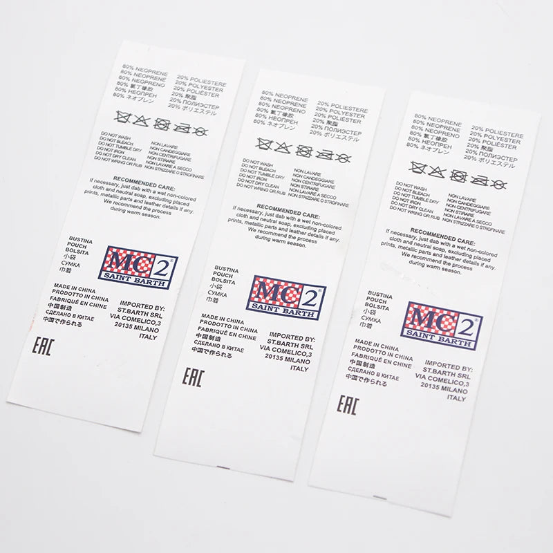 Factory Custom Clothing White Washing Instruction Contents Tag Label Polyester Satin Printed Ribbon Wash Care Label for Garment