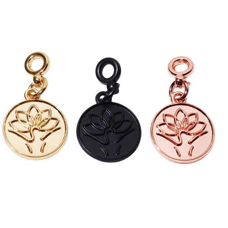Handmade Custom Circle Logo Metal Hang Charm Round Shape Metal Embossed Name Tag Accessory for Jewelry Christian Religious Theme