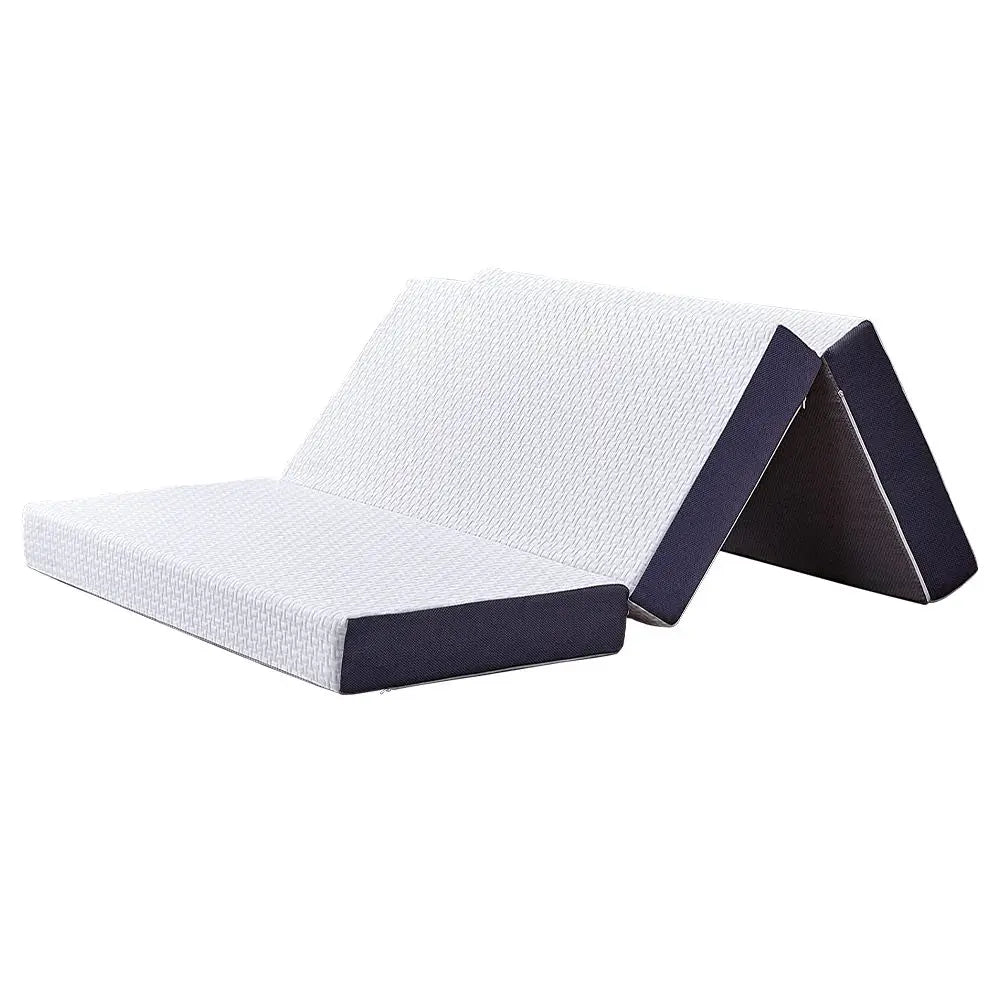 Soft 6 Inch Trifold Memory Foam Folding Mattress Non-Slip Bottom Breathable Mesh Sides Portable Removable Cover Hotels