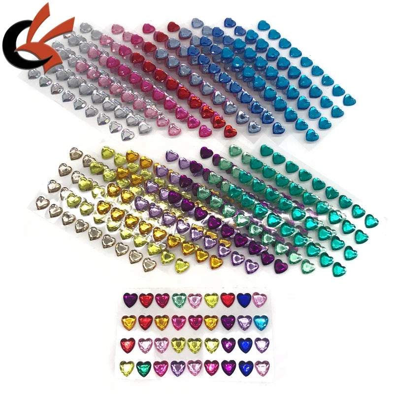 12mm Hearts Acrylic Stickers Decorative Stickers 3d Bling Crystal Diamond Rhinestone Gem Acrylic Sticker