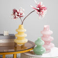 Coastal Style Color Glass Tabletop Vase High-grade Ornaments Simple Dry Flower Hydroponic Flower Pot Home Decoration Crafts Vase
