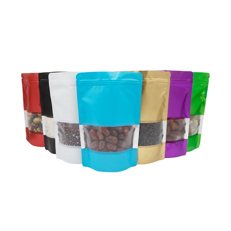 Self Seal Poly Bags Food Grade Customize Print Stand up Pouch Self Seal Poly Bags with Zipper Top Coffee Bean Bags