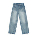 Men's Multi-level Patchwork Washed Stone Jeans Men Custom Trend Loose Jeans Designer New Men's Fashion Jeans
