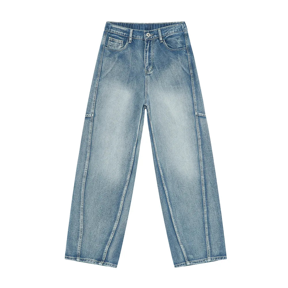 Men's Multi-level Patchwork Washed Stone Jeans Men Custom Trend Loose Jeans Designer New Men's Fashion Jeans