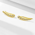 Simple Fashion Jewelry 925 Sterling Silver Ear Hook Ear Clip Geometric Beaded Zircon Climber Cuff Earrings for Women