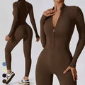 Bnice Womens Yoga Jumpsuit Zipper Long Sleeve Playsuit & Jumpsuit for Fitness & Gym One Piece Lightweight Breathable Bodysuit