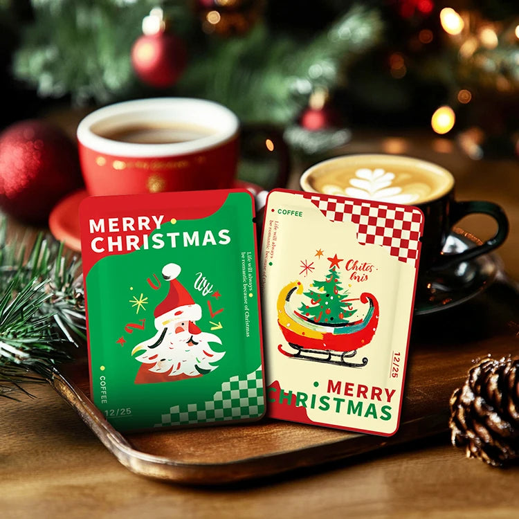 Red New Year Christmas Empty Coffee Drip Filter Bag for Hanging Ear Coffee Powder Packaging with Customize Logo
