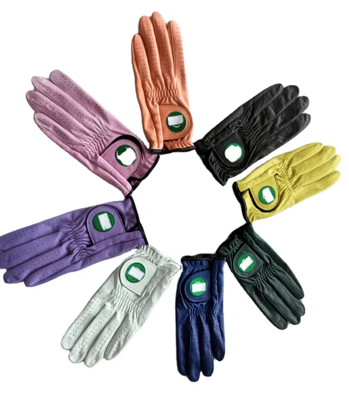 Sample Support Wholesale Cabretta Leather Golf Gloves Multiple Colors logo Customized Goatskin Leather Golf Gloves for Men Women
