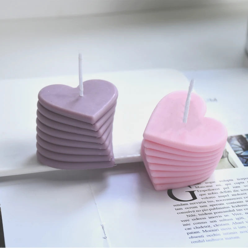 3D Love Heart Candle Mold DIY Handmade Soap Gypsum Clay Resin Crafts Making Silicone Mould Home Decoration