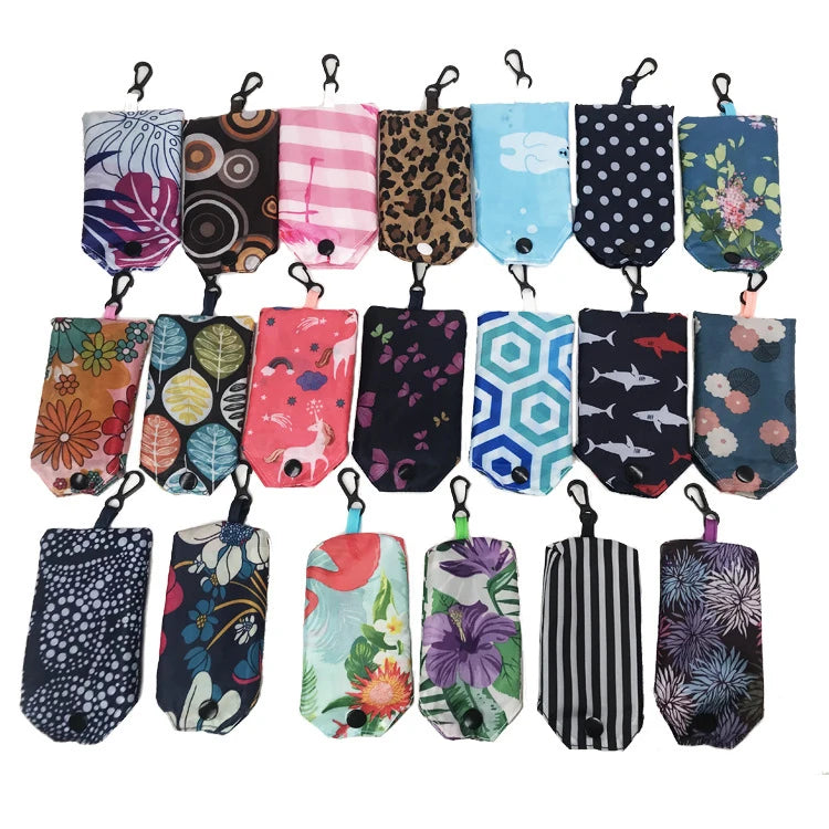 New Promotional Eco Friendly Recycled Polyester Foldable Reusable Cartoon Pattern Grocery Supermarket Shopping Bag