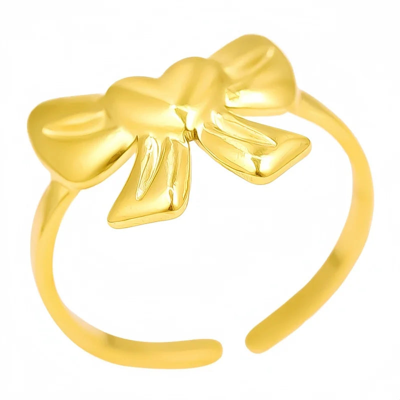 Elegant Bow-Shaped Gold Ring - Luxury Design Non-Fading