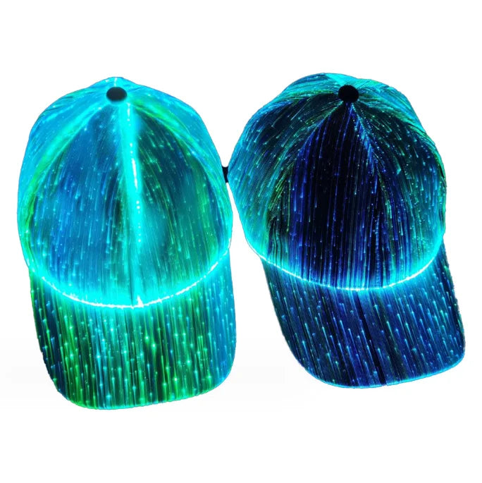 Four Seasons LED Fiber Optic Luminous Duckbill Cap Black and White Outdoor Baseball Performance