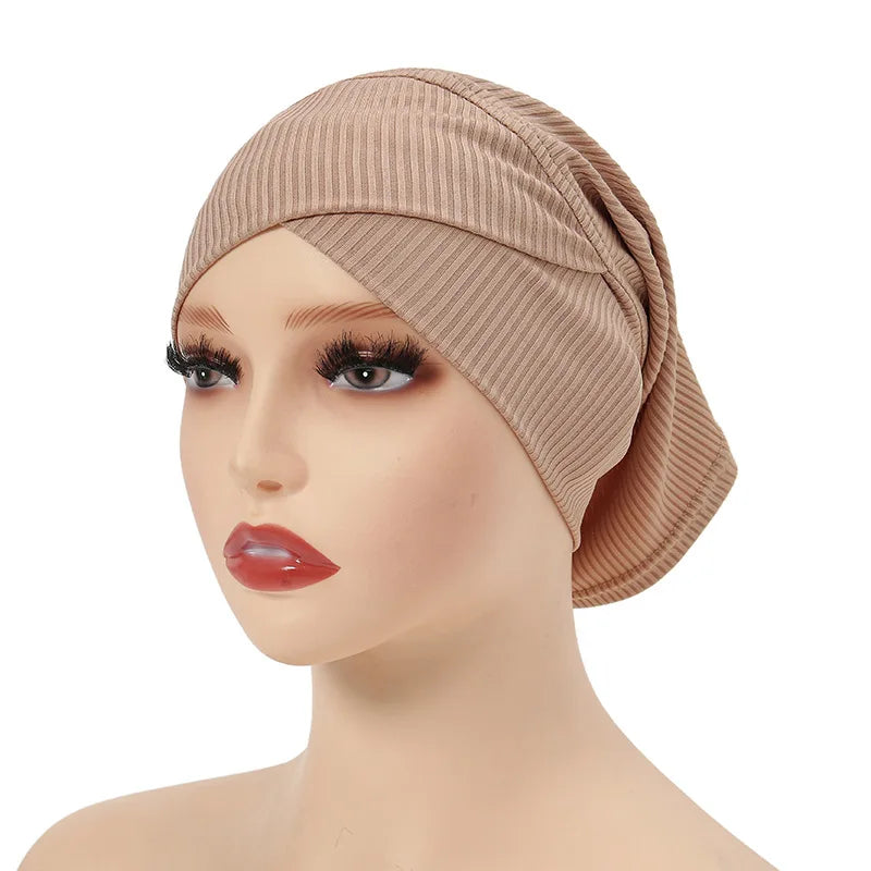 New Malaysia Women's Cotton Modal Cross Hijab Caps Open Back Jersey Muslim Innercap Ethnic Bandana