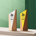 Personalized Silver Metal Plated Wooden Trophy Awards MH-J0401