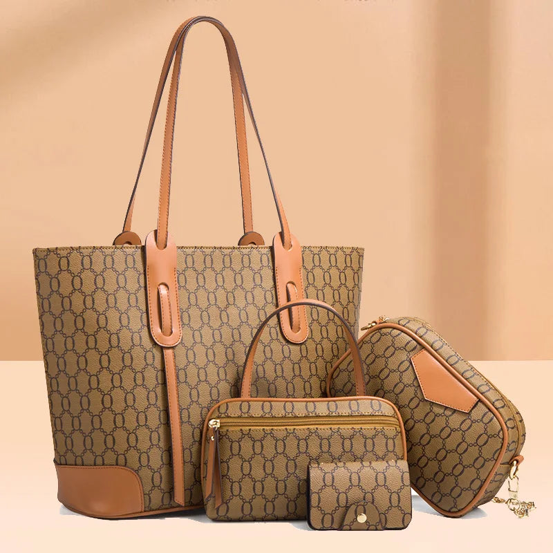 Luxury Designer Custom Big Tote Bag Trend Single Shoulder Diagonal Bag Large Capacity Four-piece Handbag Tote Set