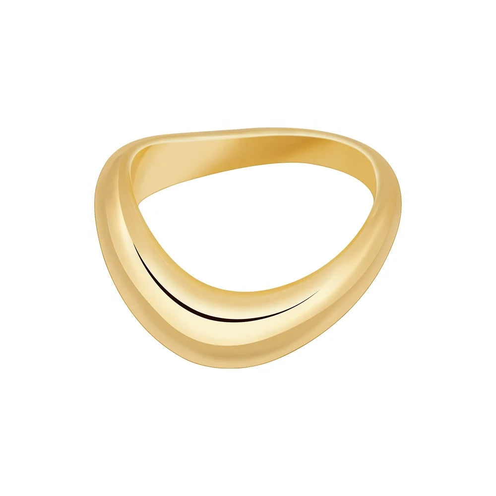 Latest 18K Gold Plated Stainless Steel Jewelry Camber Curved Twist Wave Finger Rings  for Women Accessories Ring R234212