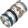 8mm Titanium Steel Fidget Rings for Anxiety Fidget Band Spinner Rings for Women MensRevolving Chain Decompression Ring