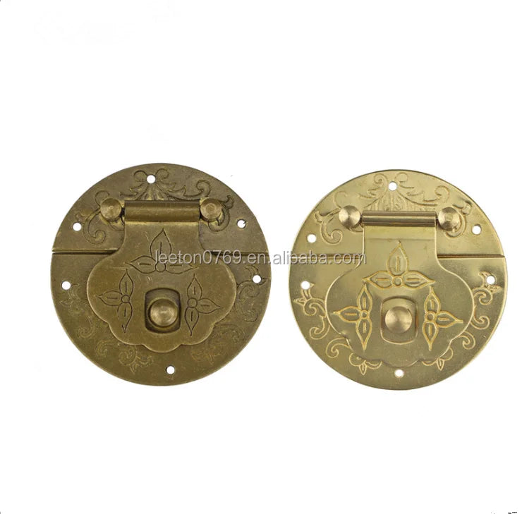 Stock Supply Box Accessories 42 X 42mm Solid Brass Material Round Shaped Antique Jewelry Box Lock